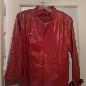 Pamela McCoy red leather jacket.